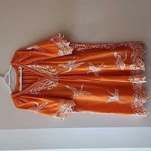 Sundance Embroidered Crane And Scallop Hem Boho Tunic Dress